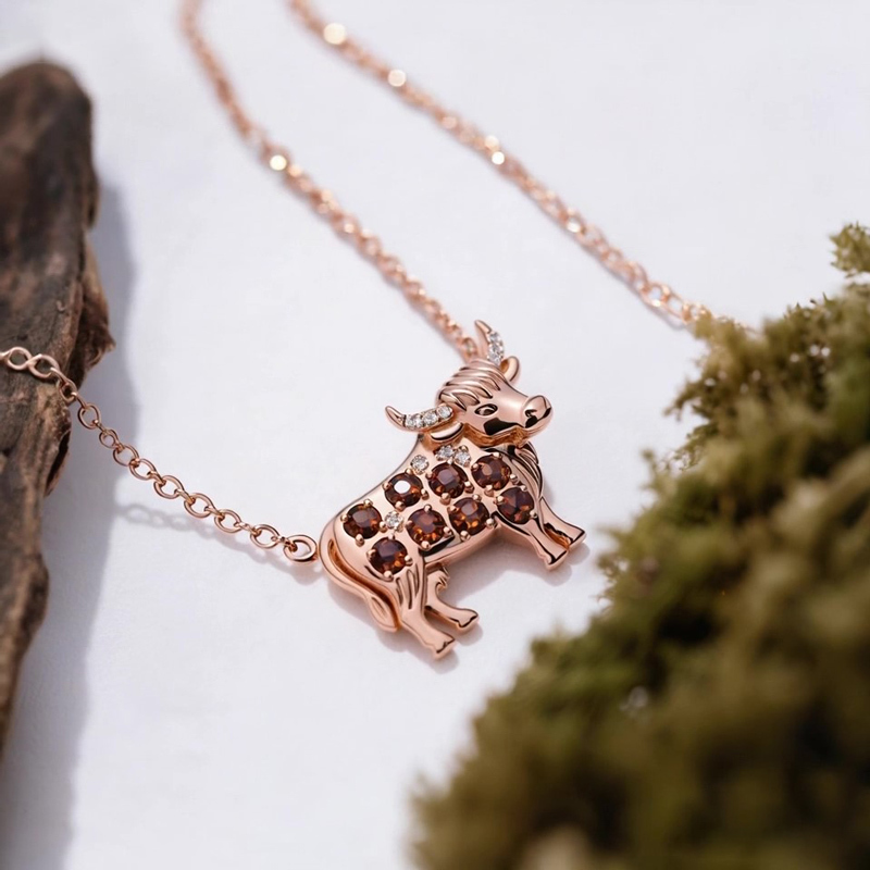 Anyes Highland Cattle Coffee Stone Necklace