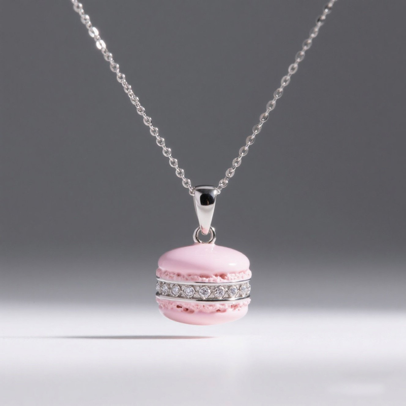Anyes Macaron Pink Enamel Necklace