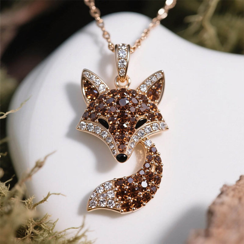 Anyes Fox Design Coffee Pendant Necklace