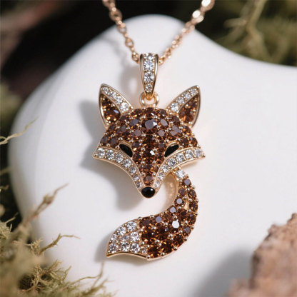 Anyes Fox Design Coffee Pendant Necklace