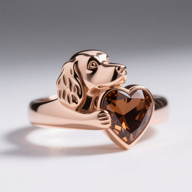 Anyes Cavalier King Charles Spaniel Embraces Love Coffee Heart Cocktail Ring