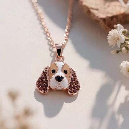 Anyes Basset Hound Enamel Coffee Necklace