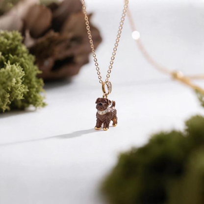Anyes Dog Enamel Pendant Necklace