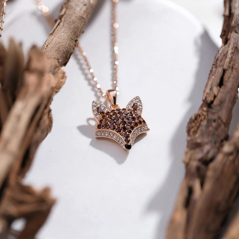 Anyes Fox Design Coffee Pendant Necklace