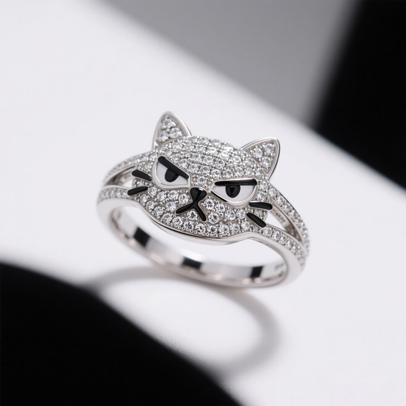 Anyes Grumpy Cat Cocktail Ring