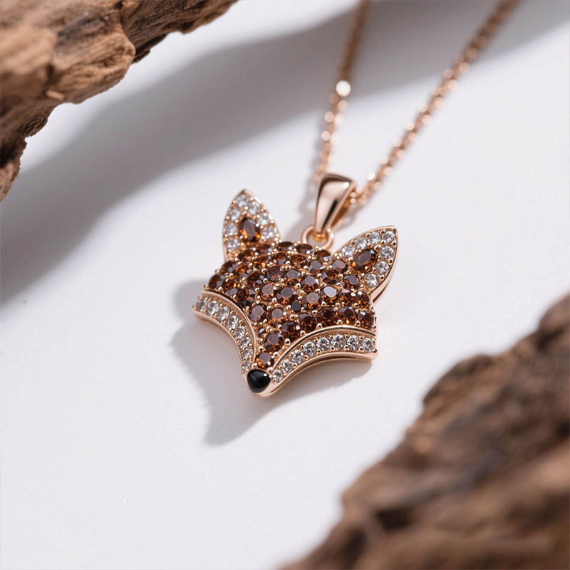 Anyes Fox Design Coffee Pendant Necklace