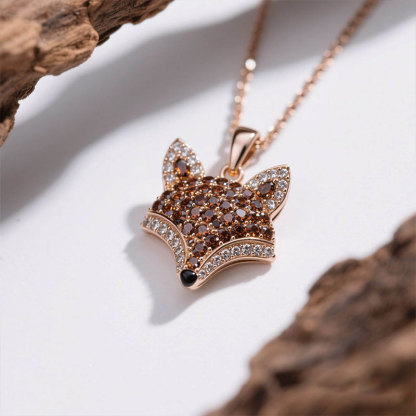 Anyes Fox Design Coffee Pendant Necklace