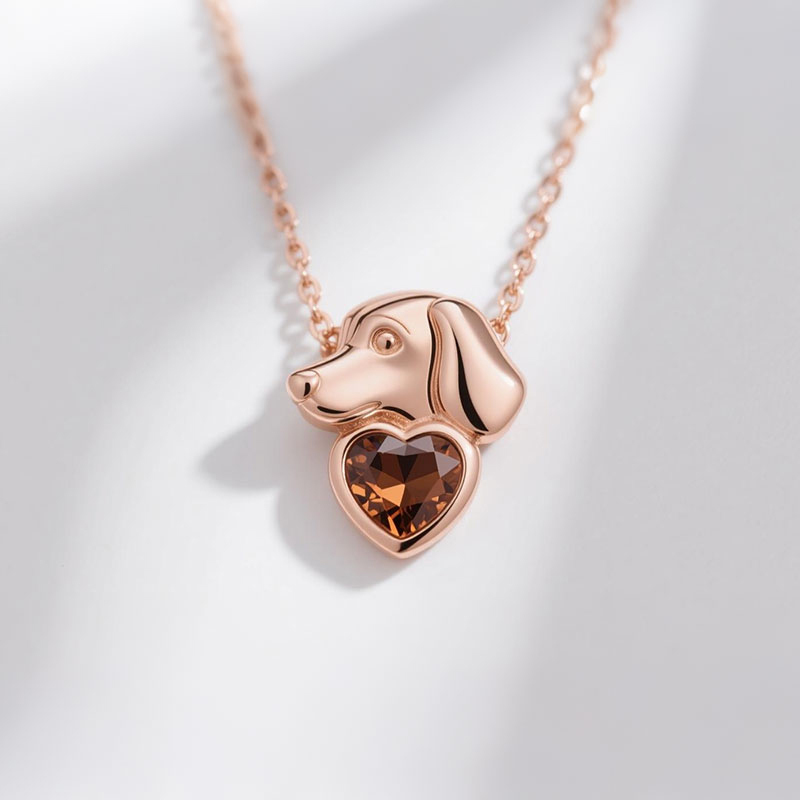 Anyes Cavalier King Charles Spaniel Coffee Heart Necklace