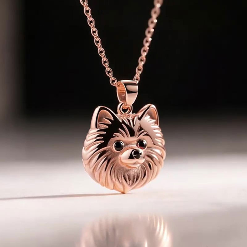 Anyes Pomeranian Embossed Pendant Necklace