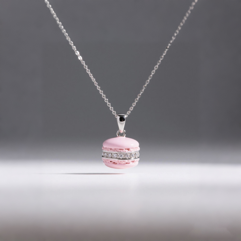 Anyes Macaron Pink Enamel Necklace