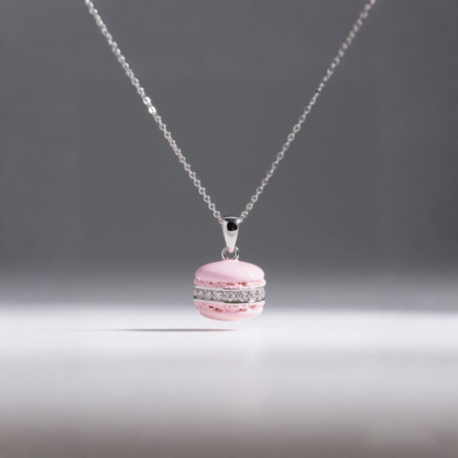 Anyes Macaron Pink Enamel Necklace