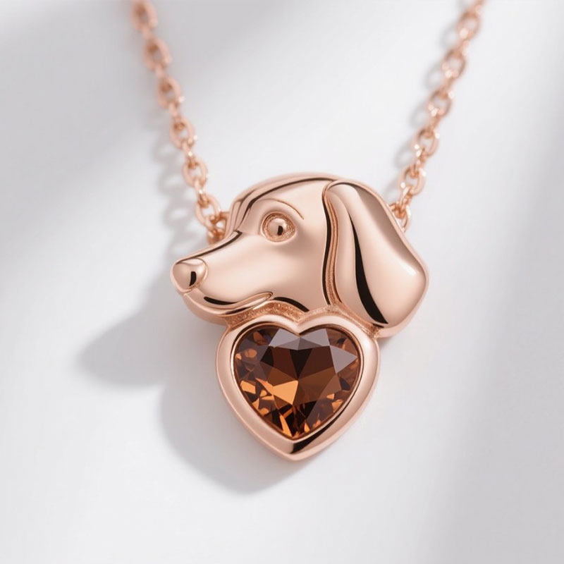 Anyes Cavalier King Charles Spaniel Coffee Heart Necklace
