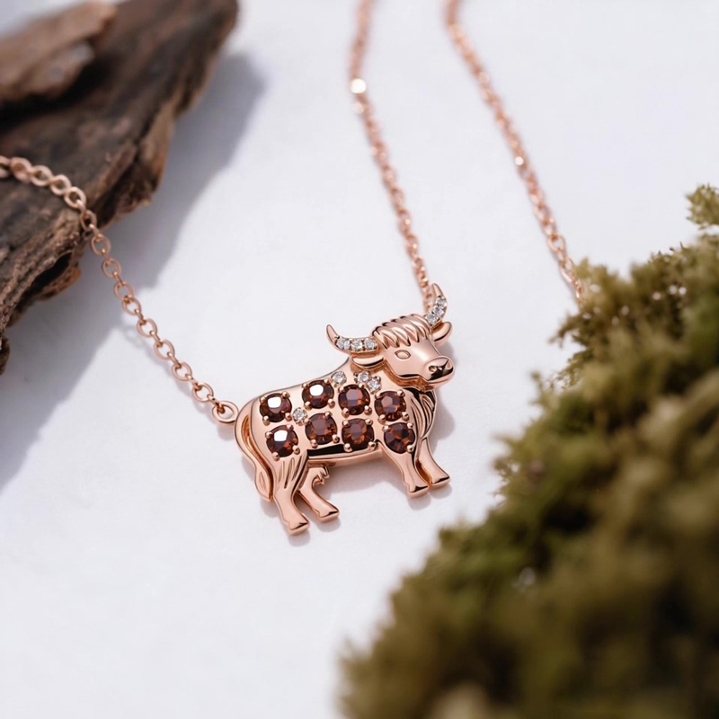 Anyes Highland Cattle Coffee Stone Necklace