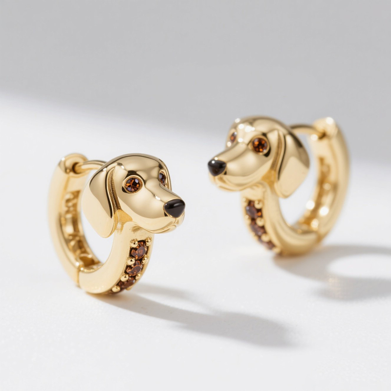 Anyes Dachshund Coffee Hoop Earrings