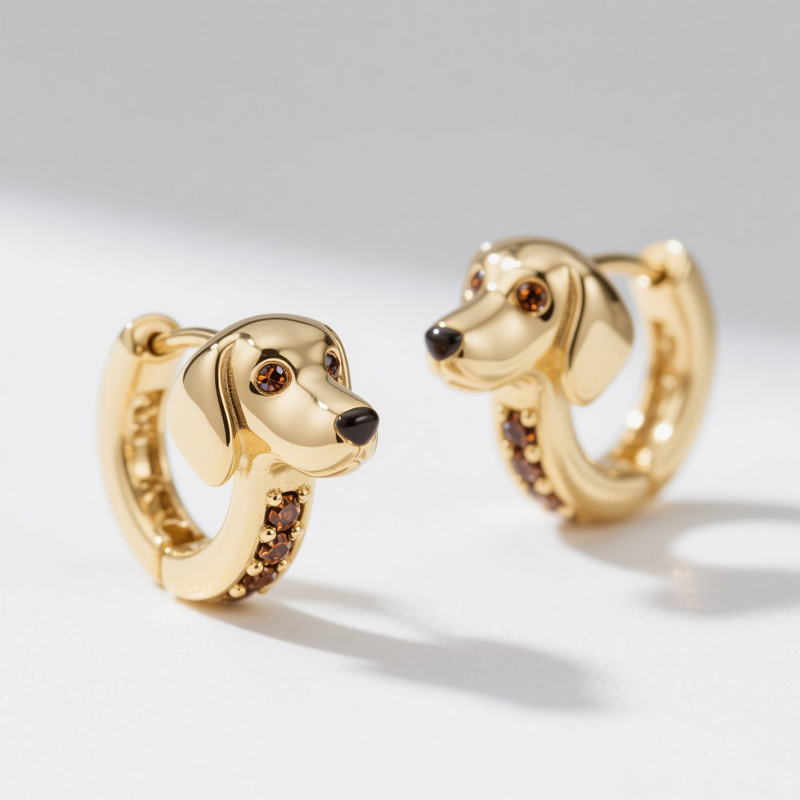 Anyes Dachshund Coffee Hoop Earrings