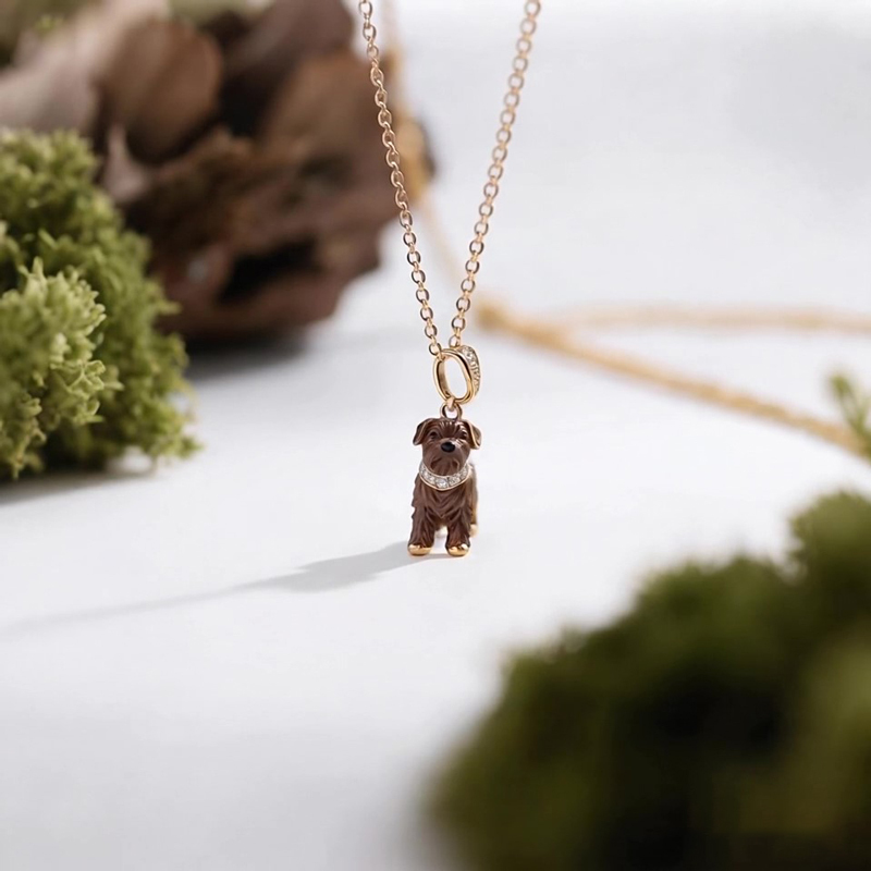 Anyes Dog Enamel Pendant Necklace