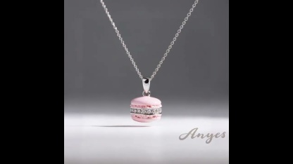 Anyes Macaron Pink Enamel Necklace