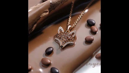Anyes Fox Design Coffee Pendant Necklace