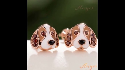 Anyes Basset Hound Enamel Coffee Stud Earrings