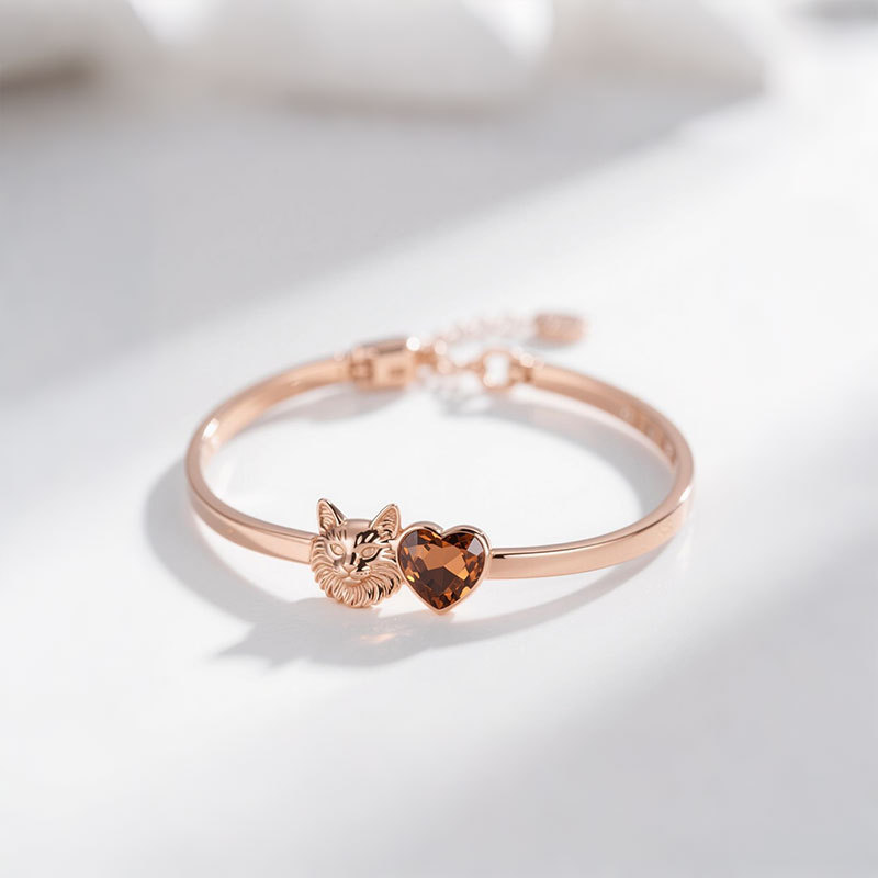 Anyes Coffee Heart Cut Maine Coon Bangle Bracelet