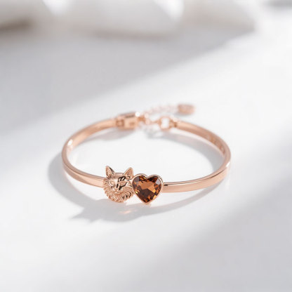 Anyes Coffee Heart Cut Maine Coon Bangle Bracelet