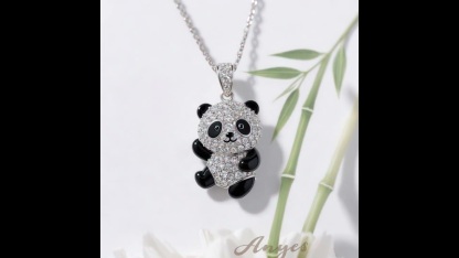 Anyes Panda Black Enamel Pendant Necklace