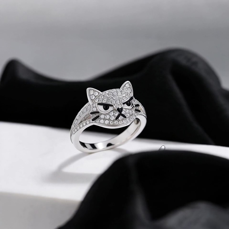 Anyes Grumpy Cat Cocktail Ring