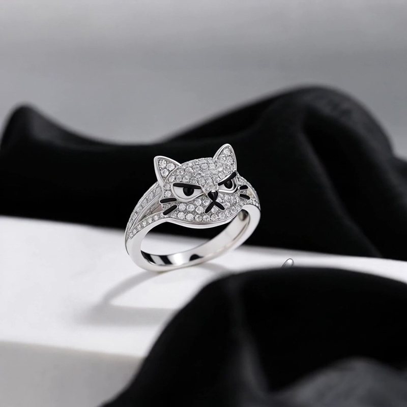 Anyes Grumpy Cat Cocktail Ring