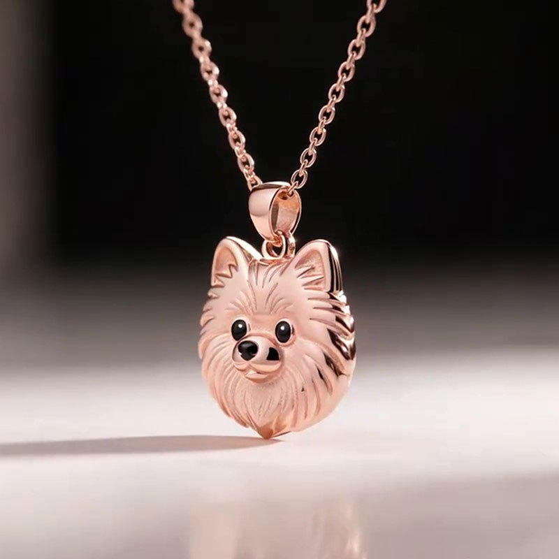 Anyes Pomeranian Embossed Pendant Necklace