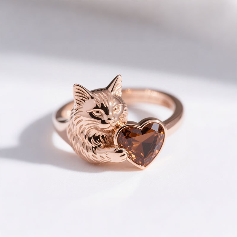 Anyes Coffee Heart Cut Maine Coon Cocktail Ring