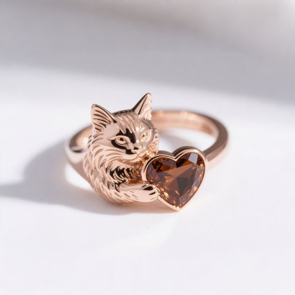 Anyes Coffee Heart Cut Maine Coon Cocktail Ring