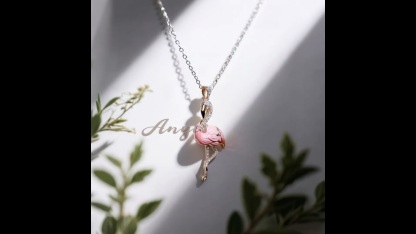 Anyes Flamingo Pink Enamel Pendant Necklace