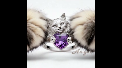 Anyes Heart-cut Amethyst Persian Cat Cocktail Ring