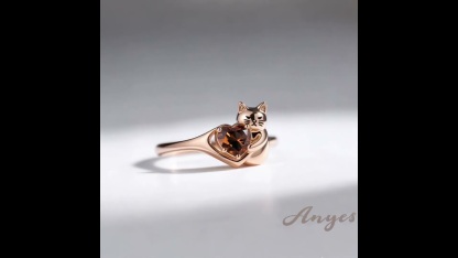 Anyes Grumpy Cat Embraces Love Heart Coffee Cocktail Ring