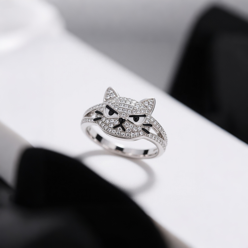 Anyes Grumpy Cat Cocktail Ring
