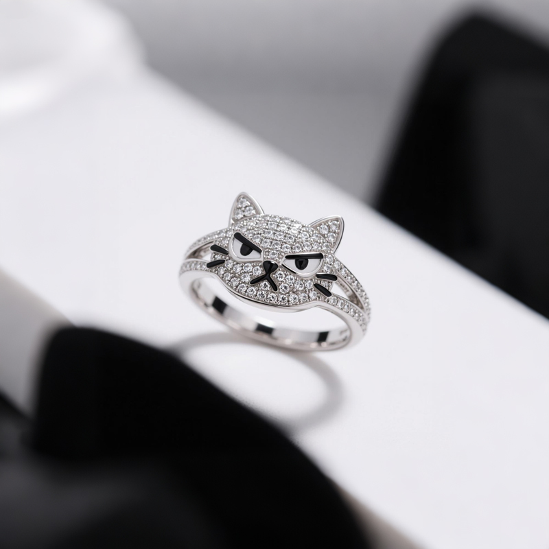 Anyes Grumpy Cat Cocktail Ring