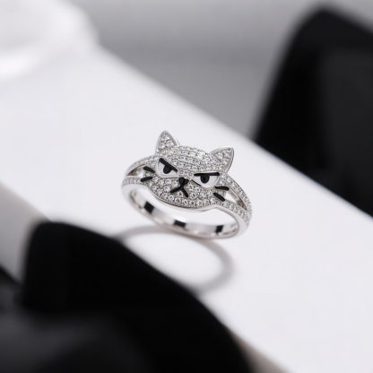 Anyes Grumpy Cat Cocktail Ring