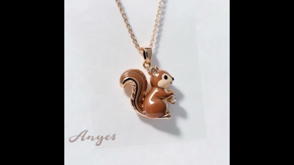 Anyes Squirrel Enamel Pendant Necklace
