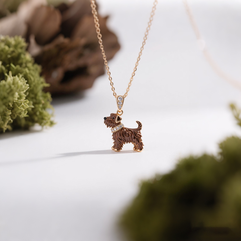 Anyes Dog Enamel Pendant Necklace