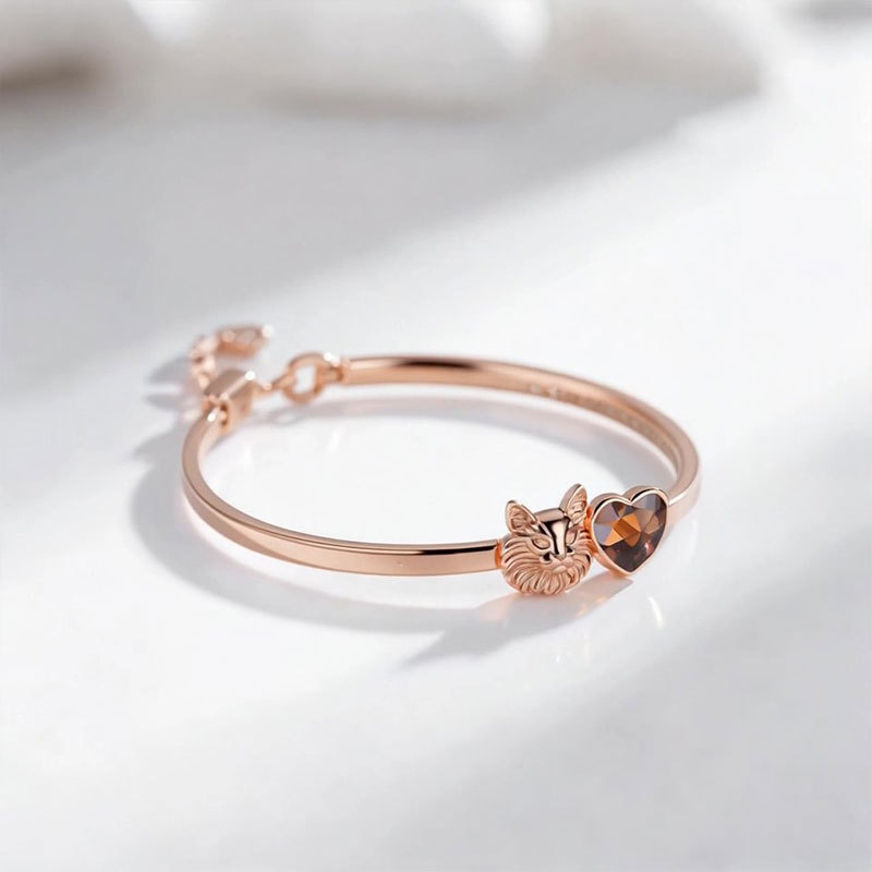 Anyes Coffee Heart Cut Maine Coon Bangle Bracelet