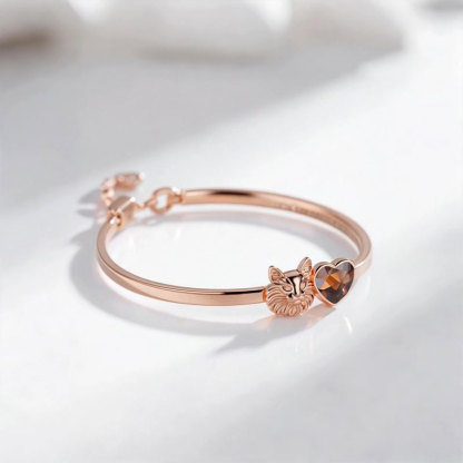 Anyes Coffee Heart Cut Maine Coon Bangle Bracelet