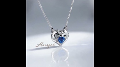 Anyes Cuddling Husky Dogs Embrace Love Heart Birthstone Necklace