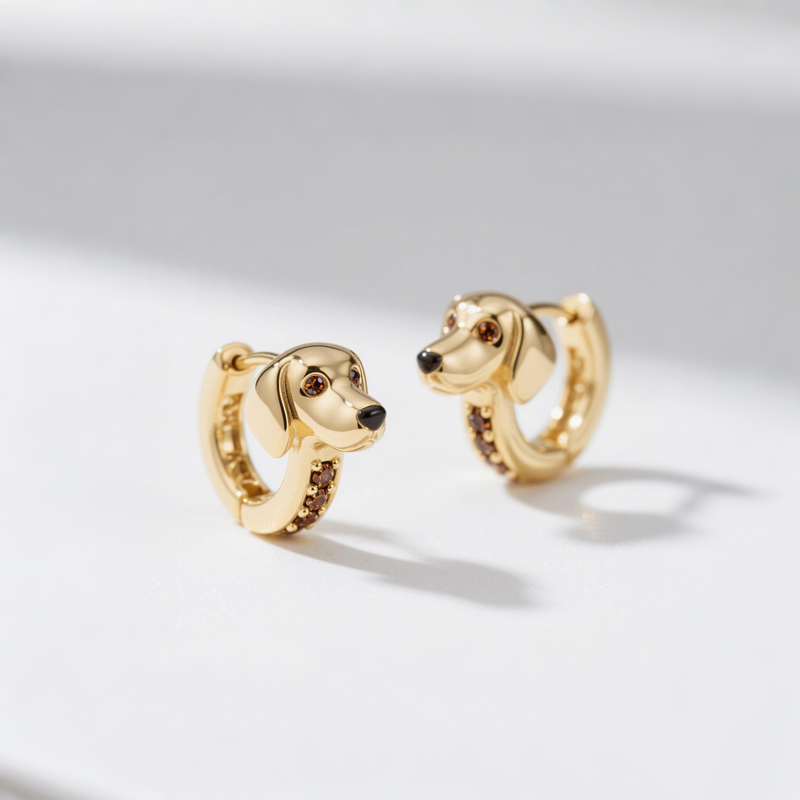 Anyes Dachshund Coffee Hoop Earrings