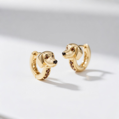 Anyes Dachshund Coffee Hoop Earrings
