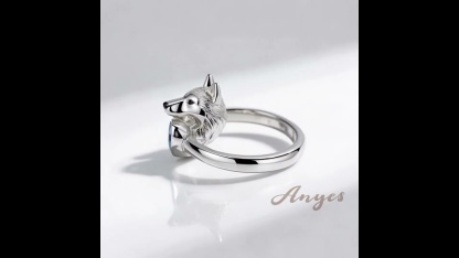 Anyes Husky Dog Embraces Love Heart Cocktail Ring