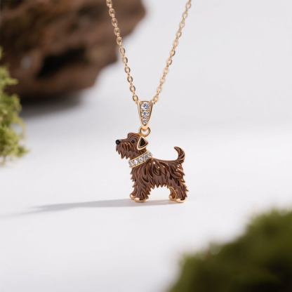 Anyes Dog Enamel Pendant Necklace
