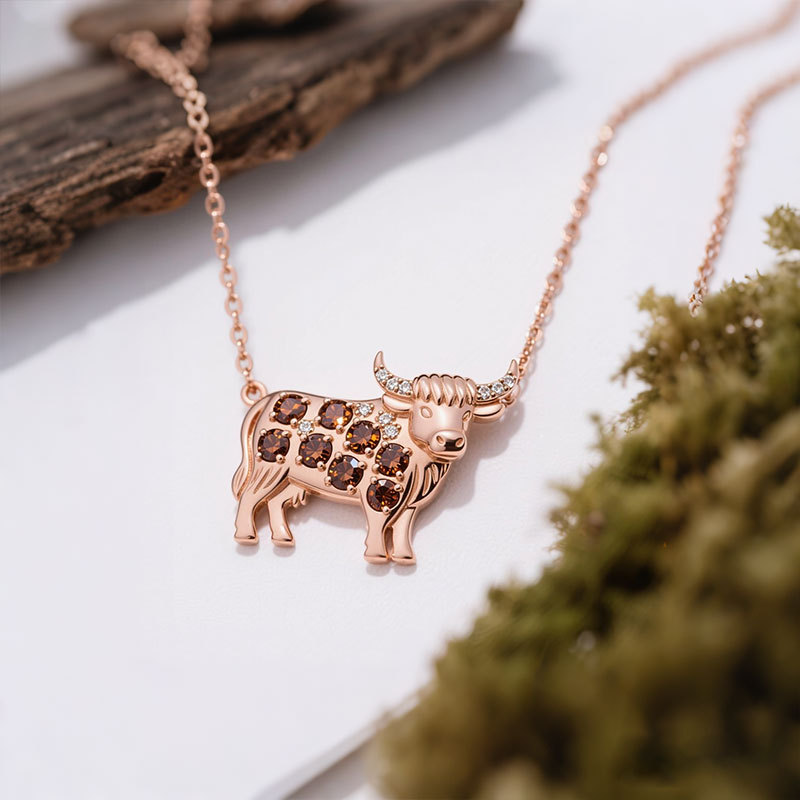 Anyes Highland Cattle Coffee Stone Necklace