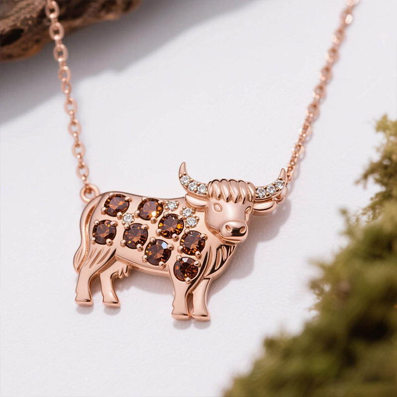 Anyes Highland Cattle Coffee Stone Necklace