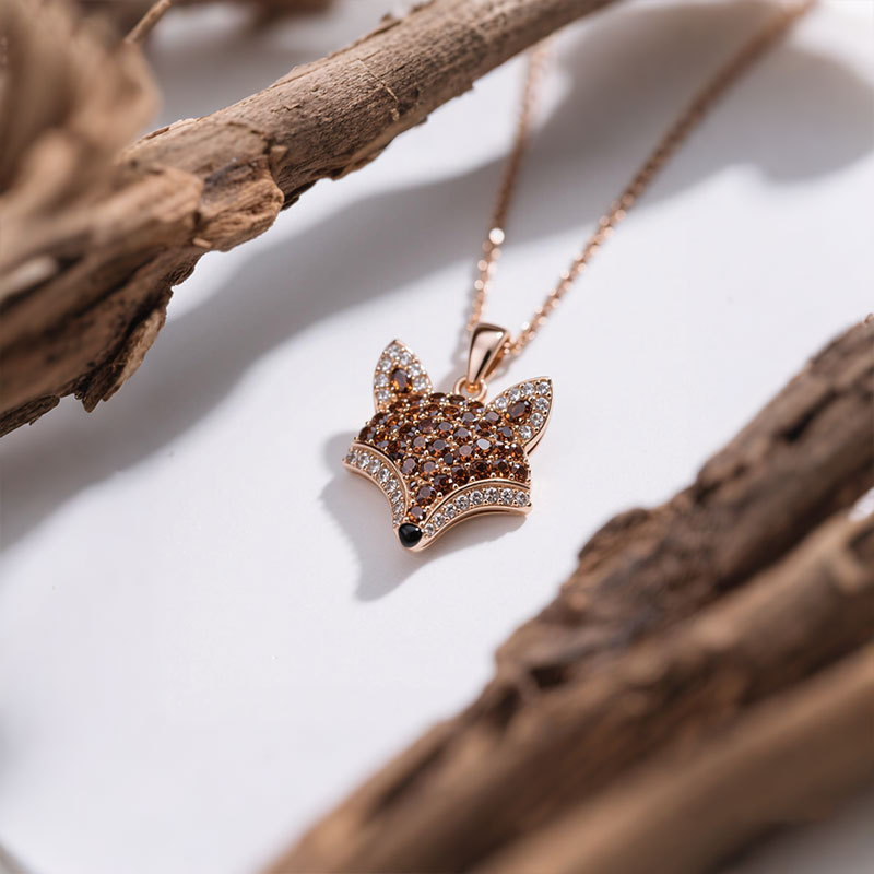Anyes Fox Design Coffee Pendant Necklace