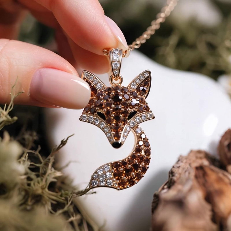 Anyes Fox Design Coffee Pendant Necklace